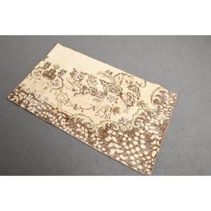 Vintage 2.3x4 ft Small Rug, Turkish Rug, <b>Brown</b> Patchwork Rug - Product Image 1