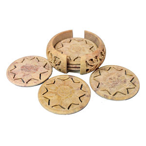 Posavasos de mármol hecho a mano, posavasos de piedra redonda decorativa marrón de mármol, decoración de exportador, regalos, producto a la venta hecho en La India - Product Image 6