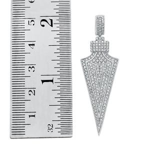 Unisex sólido 925 plata esterlina platino plateado punta de flecha diamante colgante Hip Hop joyería de moda para fiestas - Product Image 4