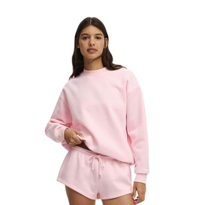 Sweat-shirt en polaire pour femme de haute qualité, broderie de logo personnalisée, sweat-shirt à col rond et ensemble court pour femme - Product Image 1