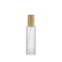 Vente en gros de flacons pulvérisateurs en verre givré de 30 ml, 50 ml, 100 ml avec bouchon imitation bois, réutilisables, pour lotion, parfum