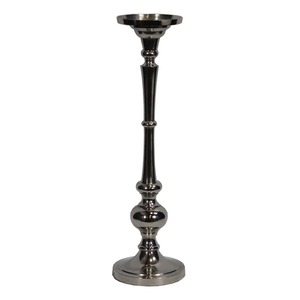 Bougeoir à broche traditionnel en argent poli Bougeoir à pilier en métal tourné classique - Product Image 3