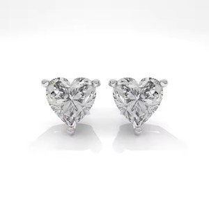 Trendy Lab Grown Diamond <b>Stud</b> <b>Earrings</b> in 10K White Gold with <b>Heart</b> Cut Fine Jewelry Diamonds <b>Earring</b> for Men Women - Product Image 1