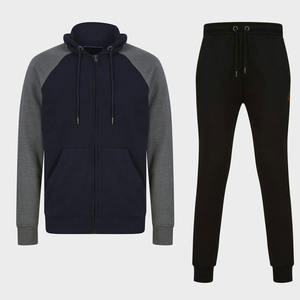 Ensemble survêtement décontracté pour homme, deux pièces, veste + pantalon, pour le sport d'hiver, 100% coton, écologique - Product Image 1