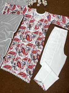 NUEVO DISEÑADOR PARTY WEAR TOP DE ALGODÓN CON ESTAMPADO DIGITAL CON DUPATTA - Product Image 3