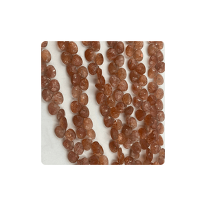 Cuentas de Briolette con forma de corazón facetado de piedra solar rosa de primera calidad Natural, hebra de 7mm y aproximadamente 8 pulgadas para la fabricación de joyas - Product Image 4