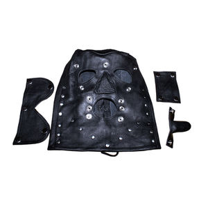 Genuine Leather <b>Costume</b> Hood <b>Mask</b> Blindfold Wholesale <b>Masks</b> Black Color Hoods Four Seasons Use One Size Fits Most HMB Brand - Product Image 1