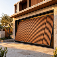 Porte de garage à lames verticales en aluminium imitation bois, porte de garage automatique à bascule pour villa de luxe
