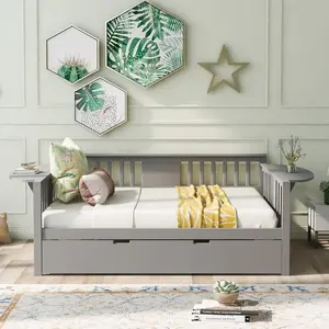 Daybed GOODFRIENDSHIP Full Bed With Trundle Wood DayBed For Kids Teen Adults For Bedroom Living Room