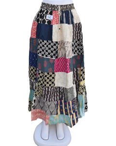 Jupe en coton patchwork taille unique, imprimé floral bohème, respirante, décontractée, à enrouler pour l'été, réversible avec taille naturelle - Product Image 3