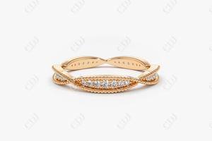 Sortija de boda Infinity Milgrain con diamantes cultivados en laboratorio, sortija delicada de oro sólido de 14K, para novia, novedad - Product Image 3