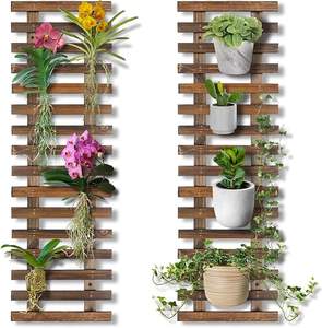 Lot de 2 jardinières murales en bois écologiques faites à la main pour plantes succulentes et plantes aériennes - Jardinières suspendues carbonisées (11,4" X - Product Image 1