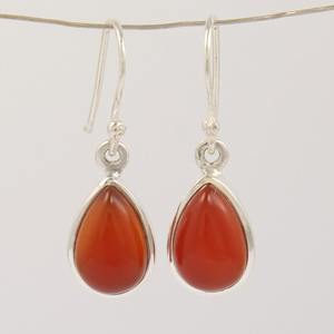 925 <b>Solid</b> Sterling <b>Silver</b> Carnelian Gemstone Dangle <b>Earrings</b> Elegant Wedding Jewelry for Women and Girls - Product Image 2