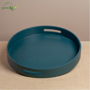 Plateau de service artisanal en bambou tressé léger, écologique, durable, laqué, personnalisable pour la restauration - Couleur contemporaine - Product Image 2