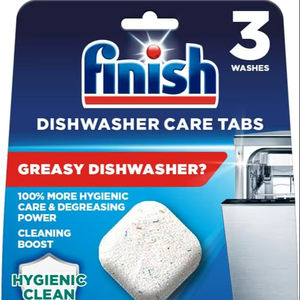 Finish, Limpiador para Lavavajillas, Tabletas para Lavado, 3 Tabletas, Limpia las Partes Ocultas, 100 Por Ciento Más Activos Quitagrasas que el Detergente - Product Image 1