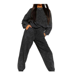 Ensembles de vêtements de sport d'hiver 100% coton pour femmes grande taille survêtement de course à capuche à séchage rapide motif Vintage vêtements d'hiver solides - Product Image 1