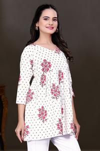 Latest <b>Women</b> Wear Fancy Pure Cotton Short <b>Kurtis</b> with Plus Size Ready to Wear Block Print <b>Kurtis</b> and Top Collections <b>for</b> <b>Women</b> - Product Image 3