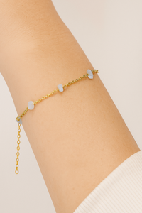 Gold-Plated Adjustable Dainty Chain <b>Bracelet</b> Handmade with Natural Raw Aquamarine Stone March Birthstone Jewelry for <b>Women</b> - Product Image 2