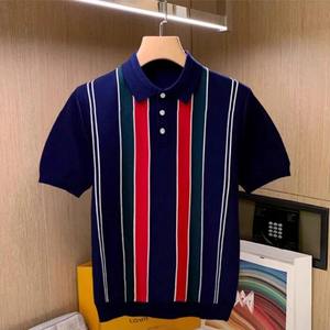 Camisa de Lujo de Talla Grande para Hombre, Estilo Urbano, Color en Contraste, Manga Corta, Verano, Ecológica, Transpirable, con Botones y Solapa - Product Image 5