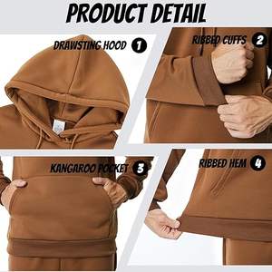 Hombres Sudadera con capucha Casual Manga larga Sudaderas con capucha de lana Cordón de entrenamiento Pullover con bolsillo Kanga - Product Image 3