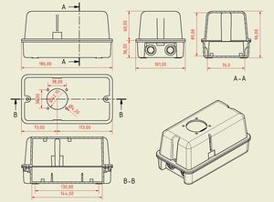 Caja de Distribución de Perfil Alto PS-14H9 ABS para una Enchufe SCHUKO con Protección IP40 - Product Image 2