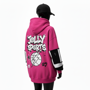 Sweat à capuche oversize pour femme en molleton de coton premium 320 GSM, chaud et doux au toucher, avec panneau contrastant et logo imprimé en relief – Collection basiques - Product Image 5