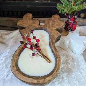 Tazón de masa de vela de madera de acacia natural recién llegado con forma de reno para decoraciones navideñas para el hogar de alta calidad de Vietnam - Product Image 4