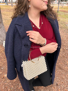 <b>Pearl</b> <b>Clutch</b> for Diwali Gifts Elegant Handmade Fashion Purse Chains Straps Beading Waterproof for Women Festive Gifting Tradebyd - Product Image 4