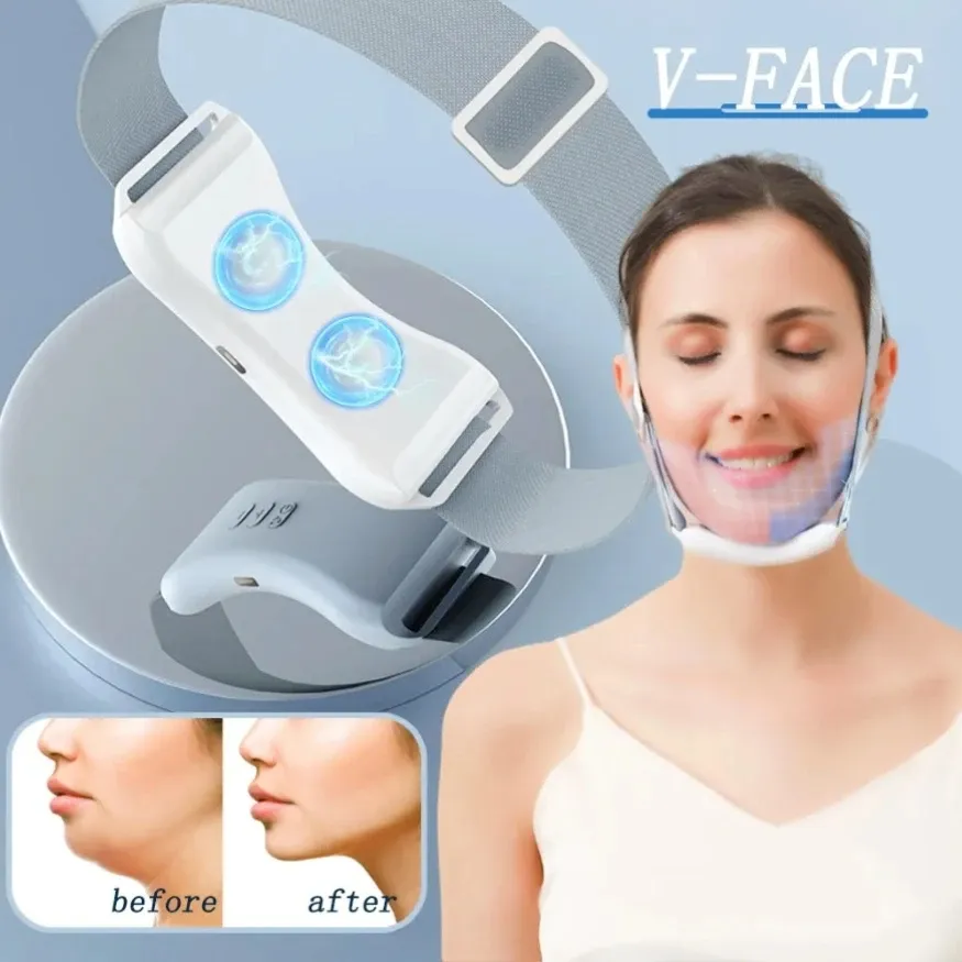מכשיר פנים V מכשיר סנטר כפול הרזיה מיקרו זרם סנטר מכשיר לעיצוב פנים הרמת רטט מכשיר לעיסוי פנים דחיסה חמה