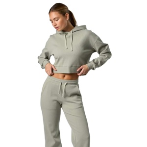 Vente en gros de sweat à capuche court en polaire pour femmes sweat à capuche doux, chaud et élégant pour femmes pour le salon, la salle de sport et les activités de plein air - Product Image 4