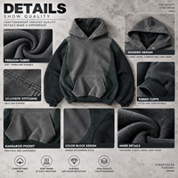 Hoodie en molleton épais de haute qualité, patchwork, vintage, délavé à l'acide, coupe oversize, streetwear, court – Fabricants