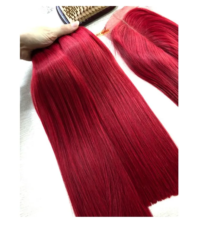 New Brand Remy Super Double Machine Weft Bone straight Red High Quality Hair From Vietnam Manufacture Top Selling