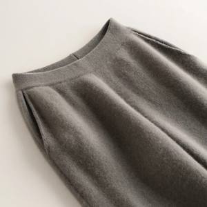 Pantalon de survêtement d'hiver de couleur unie longue pour femmes taille élastique pantalon de salon boutonné avec Logo tricoté jambes de pantalon d'hiver - Product Image 4