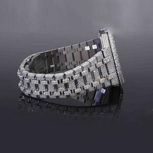 Meilleure vente Glacé VVS Clarté Moissanite Diamant Clouté En Acier Inoxydable Cristal Montre D'affaires Style Hip Hop De Haute Qualité - Product Image 2