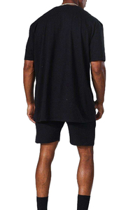 Conjunto de Verano Unisex de Jersey Grueso, Color Gris Liso, Estilo Holgado, Camiseta y Pantalones Cortos, Color Sólido, Personalizable - Product Image 4