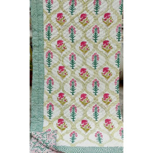 Edredón Bloque de mano Algodón Impreso Jaipuri Floral Razai & Edredón Bloque indio Estampado Ropa de cama Toda la temporada Moda adecuada - Product Image 1