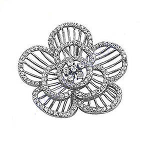 Broche Fleur Argentée avec Accent Diamant, Plaqué Cristal et Strass, Motif Papillon, Bijou pour Femme - Product Image 3