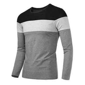 Camiseta holgada ajustada con cuello redondo para hombre, camisa de Color personalizado con bloque de 60% algodón 40% poliéster, camiseta de manga corta, venta al por mayor - Product Image 1
