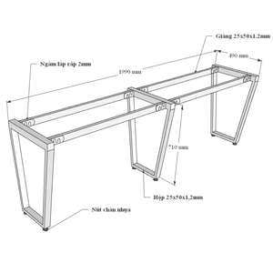Mesa Modular Trapeze Minimalista Moderna para 2 Personas, 200x50cm, Madera Contrachapada de 18mm con Revestimiento de Melamina, Independiente, HBTC034 - Product Image 6