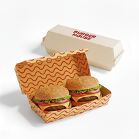 Boîte à hamburger en carton ondulé biodégradable et recyclable, avec impression personnalisée du logo, écologique, avec paillettes, pour frites et hamburgers, vente en gros
