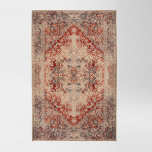 Alfombra Turca Vintage Art Deco con Medallón, Estilo Tradicional Desgastado, Lavable, Plegable, de Pelo Corto, Fabricante OEM ODM - Product Image 6