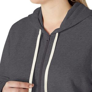 La última Sudadera con capucha corta de algodón para mujer, jersey de manga larga con cremallera y bolsillo, moda elegante, entrega rápida OEM - Product Image 2