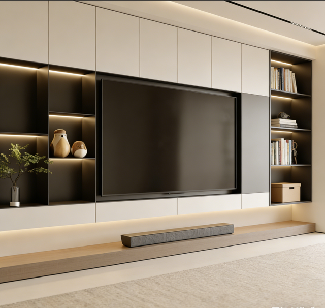 TV Stands Living Room Furniture  Entertainment Console Roomy Style Media Console Cabinets Teak Wood TV Floor Stand