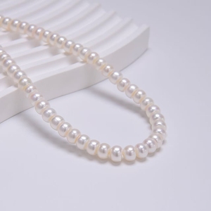 Collier de perles d'eau douce HKJA pour femmes, perles cultivées rondes blanches de qualité AAA, fermoir en argent 925, style classique, à porter tous les jours - Product Image 2