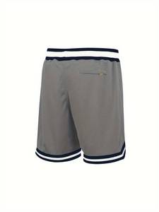 Men's Vintage Summer Workout <b>Shorts</b> Breathable Polyester Mesh Custom Logo Patch Embroidery <b>Zip</b> <b>Pocket</b> Streetwear Pattern - Product Image 3