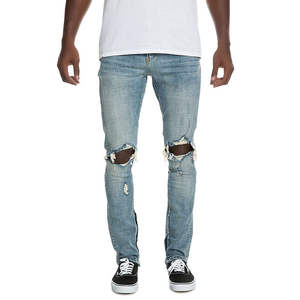 100% Cotton Denim Plus Size Slim Fit Blue Color Casual Straight Solid Color Whiskers 5 Pockets Autumn Summer Washed <b>Jeans</b> - Product Image 6