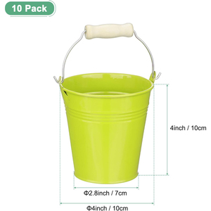 Cubo de cubo de metal galvanizado verde de primera calidad con mango de madera Cubo de maceta de decoración de hogar y jardín multiutilizable - Product Image 2