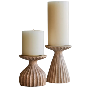 Bougeoir fait main pour la maison Ensemble de deux bougeoirs décoratifs d'intérieur en bois Accessoires d'éclairage pour la maison - Product Image 1