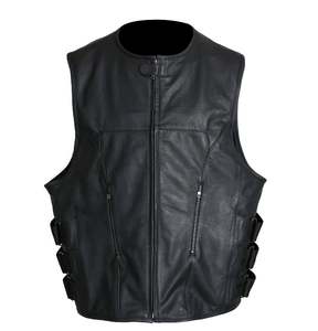 Handmade Classy Collar Sleek Zip-up Slim-fit <b>Biker</b> Racer Leather <b>Waistcoat</b> 2025 Pure Leather Vest Distressed Vest - Product Image 2