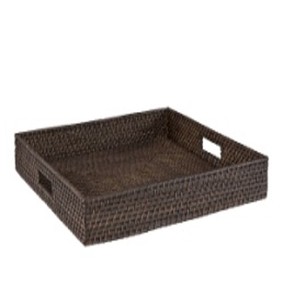 LOMBOK plateau carré rotin marron foncé confortable élégant durable fabriqué à la main de haute qualité pour meubles de cuisine - Product Image 1